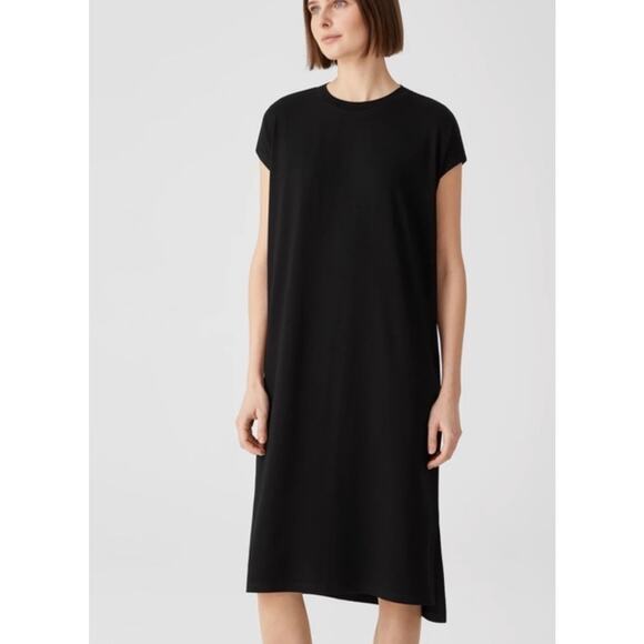 Eileen Fisher Viscose Jersey Crew Neck Dress - Picture 1 of 8
